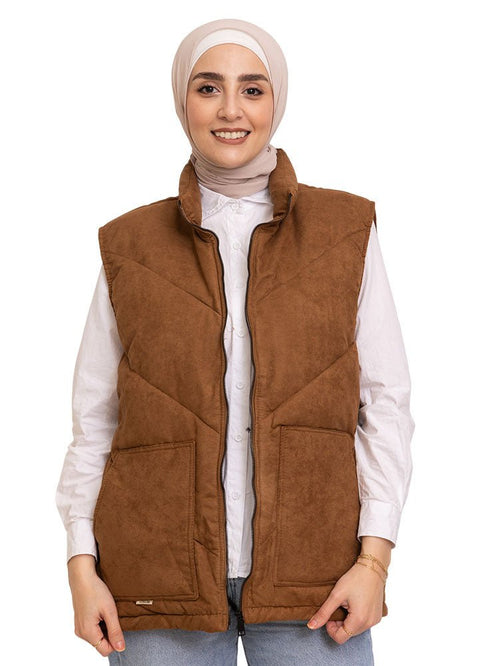 Coffee Velvet Vest - Design 2 - Khotwh